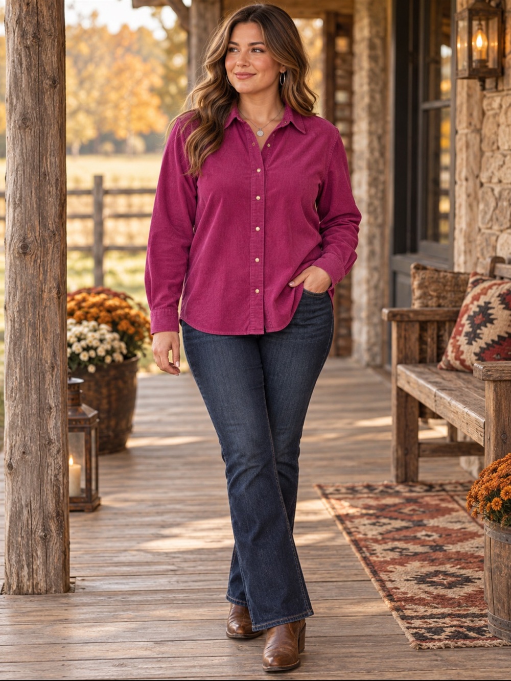 NWT Wrangler Magenta Corduroy Western Snap Shirt Plus XXL